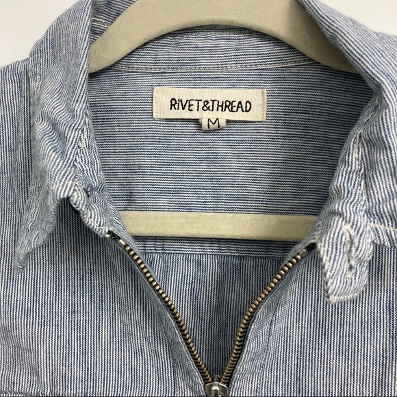 Rivet and Thread Striped Popover Top - Picture 4 of 4